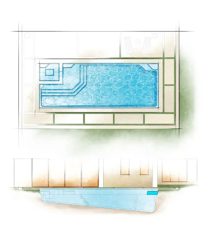 The Luxe pool model by Aviva: Architectural drawing and key features