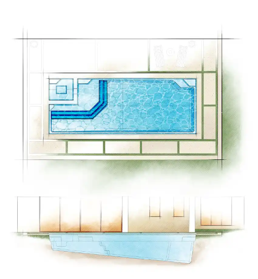 The Luxe pool model by Aviva: Architectural drawing and key features
