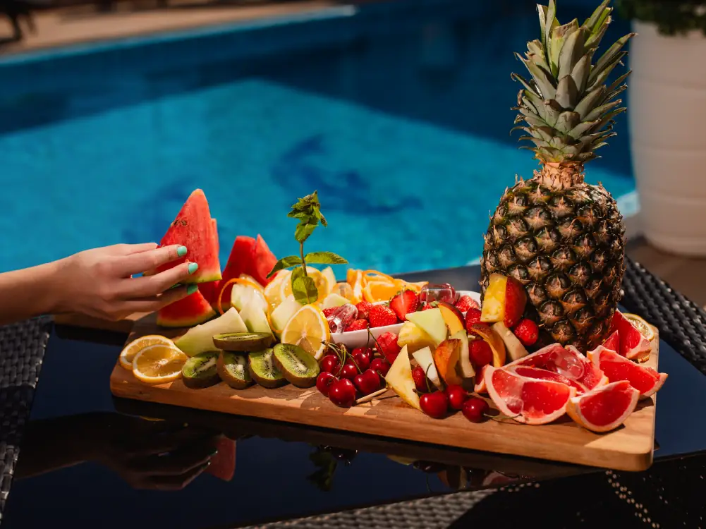 Set up a poolside hydration station to cool off