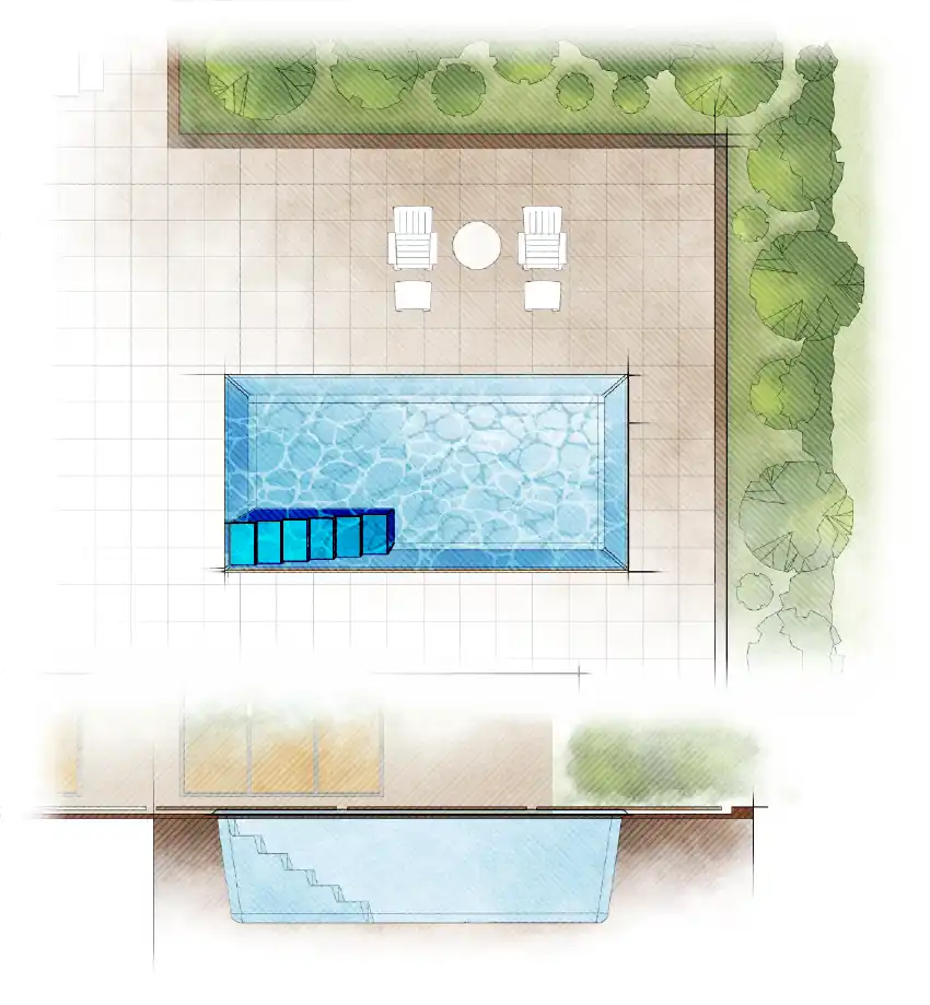 The Chic pool model by Aviva: Architectural drawing and key features